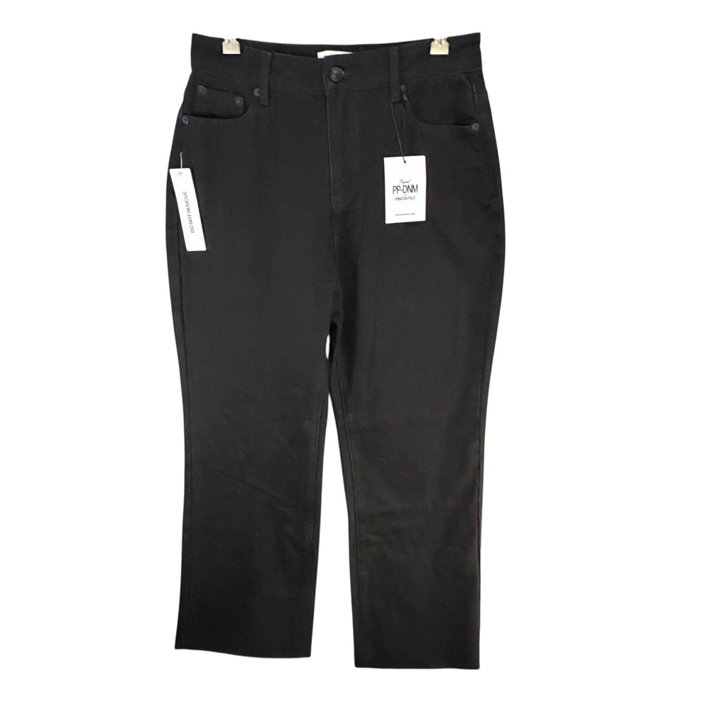 Princess Polly Henesey Raw Hem Jeans Women 8 Black High Rise Straight Leg PP-DNM